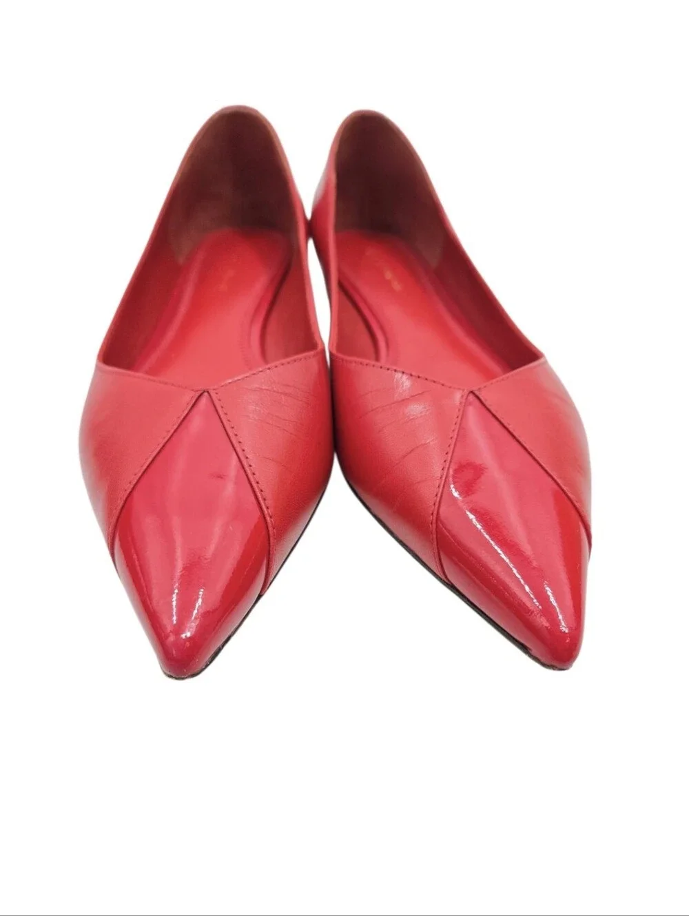 Tory Burch Bright Red Pointed Leather Flats